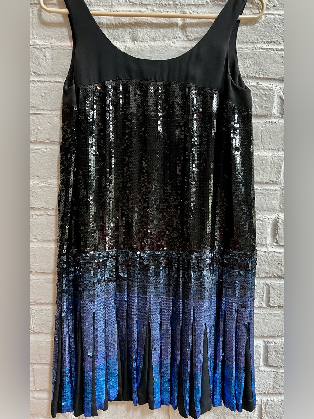 ANNA SUI Black Blue Sequin Pleats Mini Dress Flapper Scoop neck Sleeveless VTG - Picture 15 of 15